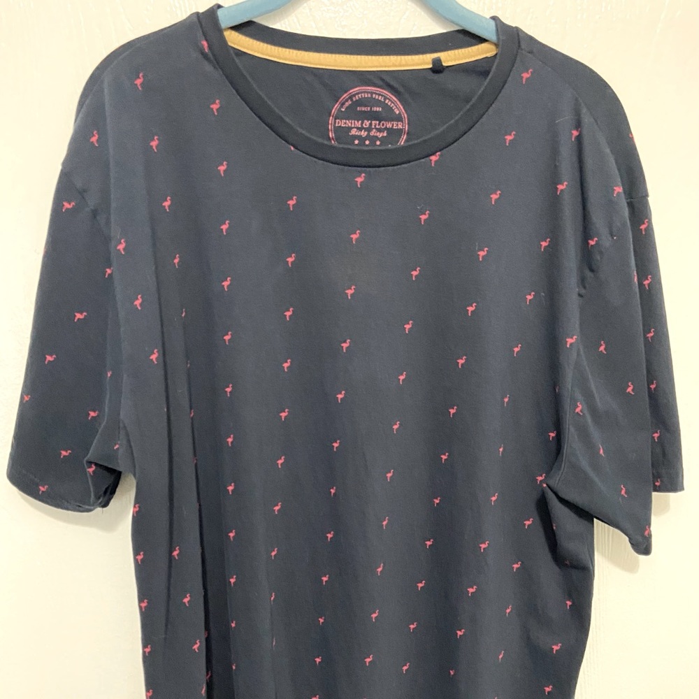 Denim & Flower Black w/ Pink Flamingos